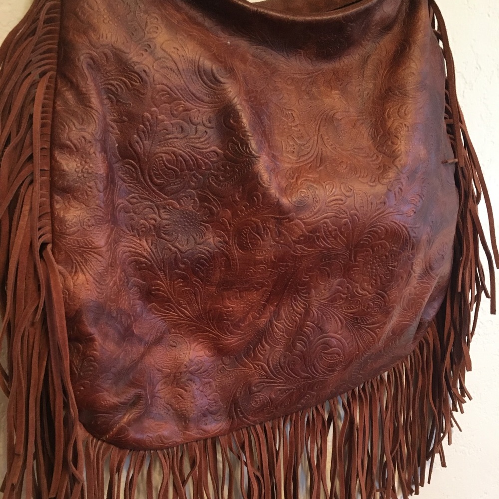 Leather Alfredo Picchi Fringe purse bag Italy tool